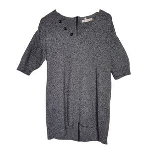 BCBGeneration Marled Charcoal Gray Boxy V-Neck Knit Tunic Sweater Size Small